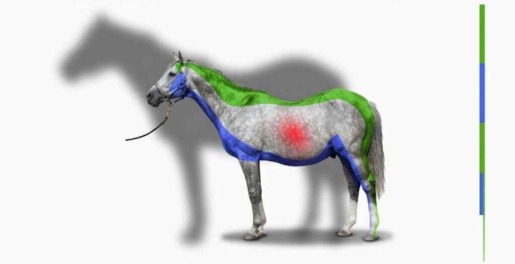 Guía para el dolor de estómago en caballos: soluciones naturales para equinos con sensibilidad gástrica o que se quejan al cinchar.